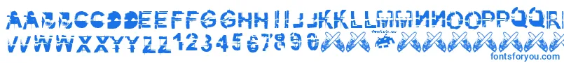 フォントKibblez.Nobitz.Fontvir.Us – 白い背景に青い文字