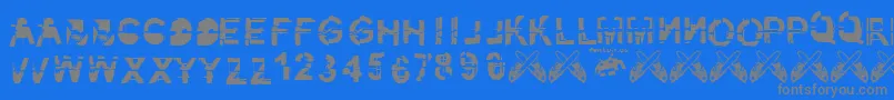 フォントKibblez.Nobitz.Fontvir.Us – 青い背景に灰色の文字