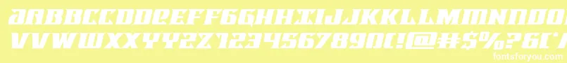Lifeforceexpandital-Schriftart – Weiße Schriften auf gelbem Hintergrund