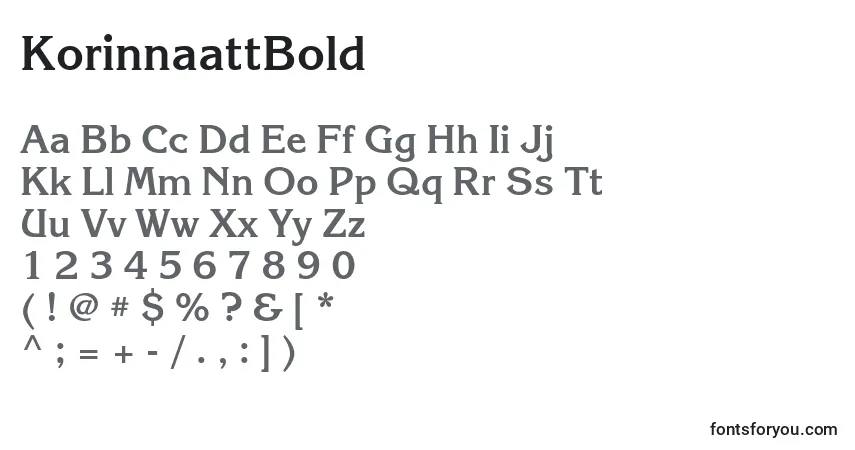 A fonte KorinnaattBold – alfabeto, números, caracteres especiais