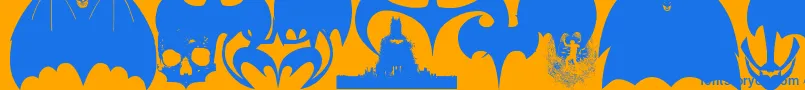 Шрифт BatmanEvolutionLogoFontG – синие шрифты на оранжевом фоне