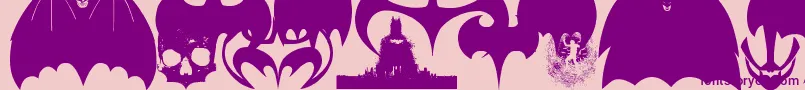 Fonte BatmanEvolutionLogoFontG – fontes roxas em um fundo rosa