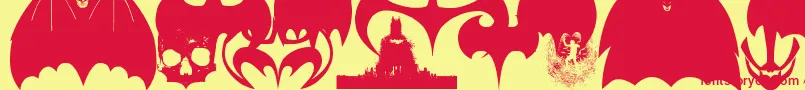 Fonte BatmanEvolutionLogoFontG – fontes vermelhas em um fundo amarelo