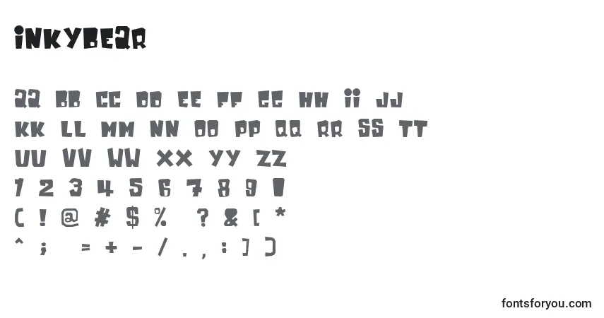Schriftart Inkybear – Alphabet, Zahlen, spezielle Symbole