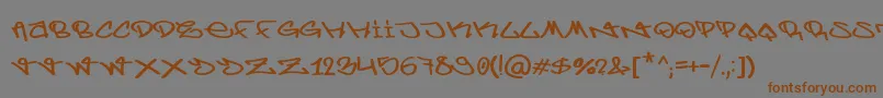 フォントBerlinGraffiti – 茶色の文字が灰色の背景にあります。