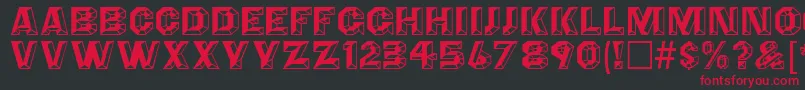 フォントAnglesOctagon – 黒い背景に赤い文字