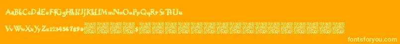 Heavenlywings Font – Yellow Fonts on Orange Background