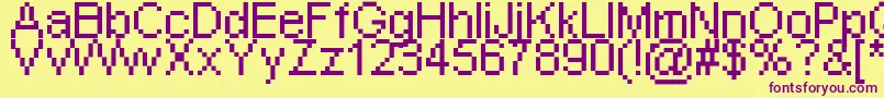 PixelArial11 Font – Purple Fonts on Yellow Background