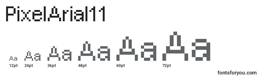 Größen der Schriftart PixelArial11