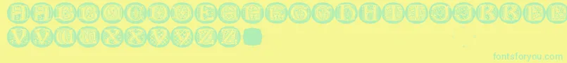 Czcionka LombardicapsRound – zielone czcionki na żółtym tle