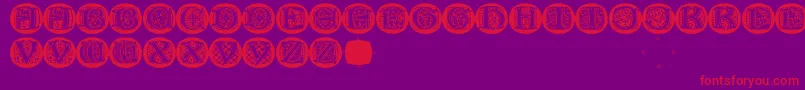 LombardicapsRound-Schriftart – Rote Schriften auf violettem Hintergrund