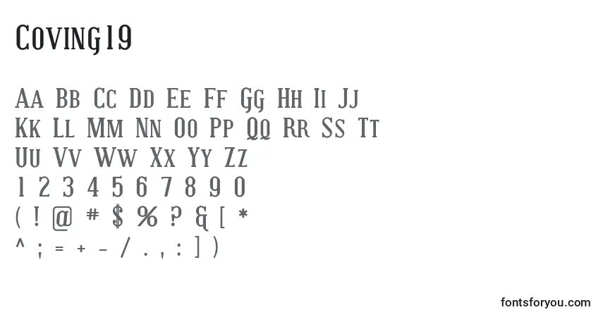A fonte Coving19 – alfabeto, números, caracteres especiais