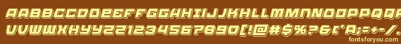 Olympiccarrierpunchital-fontti – keltaiset fontit ruskealla taustalla