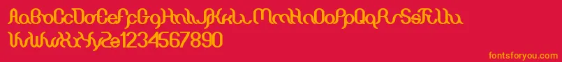 フォントMiracle – 赤い背景にオレンジの文字