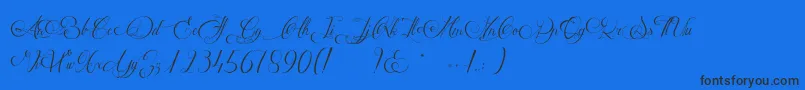 Weitere Informationen zur MathildeCastleland-Schriftart MathildeCastleland-Schriftart – Schwarze Schriften auf blauem Hintergrund