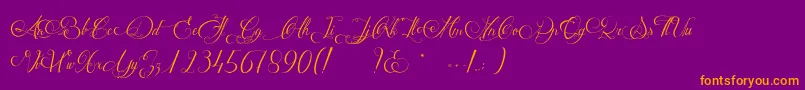 Weitere Informationen zur MathildeCastleland-Schriftart MathildeCastleland-Schriftart – Orangefarbene Schriften auf violettem Hintergrund