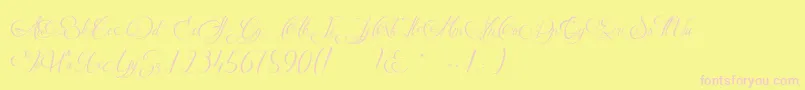 MathildeCastleland-Schriftart – Rosa Schriften auf gelbem Hintergrund