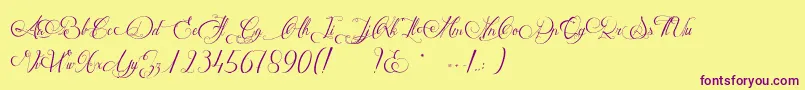 MathildeCastleland-Schriftart – Violette Schriften auf gelbem Hintergrund