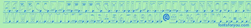 AModernocmotl3Dsh-Schriftart – Blaue Schriften auf grünem Hintergrund