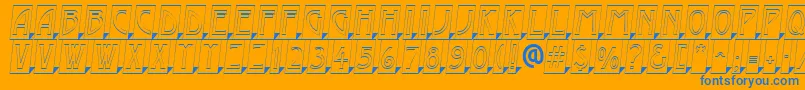 AModernocmotl3Dsh-Schriftart – Blaue Schriften auf orangefarbenem Hintergrund