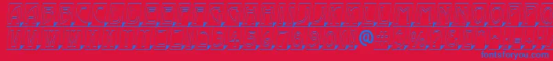 AModernocmotl3Dsh-Schriftart – Blaue Schriften auf rotem Hintergrund