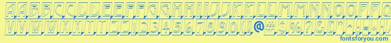 AModernocmotl3Dsh-Schriftart – Blaue Schriften auf gelbem Hintergrund