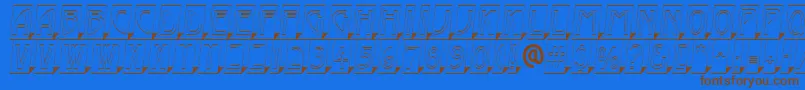 フォントAModernocmotl3Dsh – 茶色の文字が青い背景にあります。