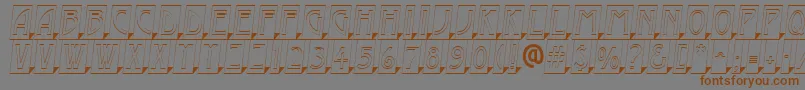 フォントAModernocmotl3Dsh – 茶色の文字が灰色の背景にあります。