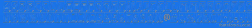 フォントAModernocmotl3Dsh – 青い背景に灰色の文字