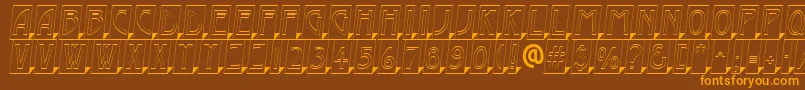 AModernocmotl3Dsh-fontti – oranssit fontit ruskealla taustalla
