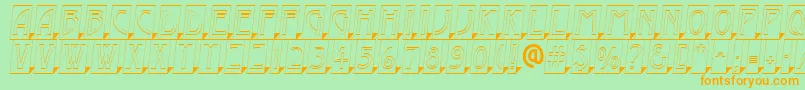 AModernocmotl3Dsh-Schriftart – Orangefarbene Schriften auf grünem Hintergrund