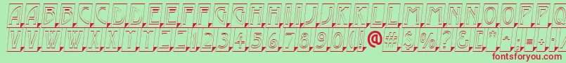 AModernocmotl3Dsh-fontti – punaiset fontit vihreällä taustalla