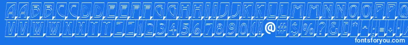 AModernocmotl3Dsh-Schriftart – Weiße Schriften auf blauem Hintergrund