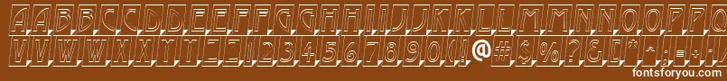 AModernocmotl3Dsh-Schriftart – Weiße Schriften auf braunem Hintergrund