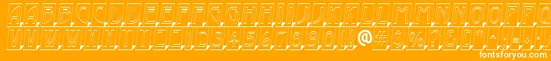 AModernocmotl3Dsh-Schriftart – Weiße Schriften auf orangefarbenem Hintergrund