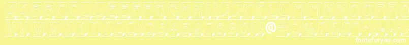 AModernocmotl3Dsh-Schriftart – Weiße Schriften auf gelbem Hintergrund