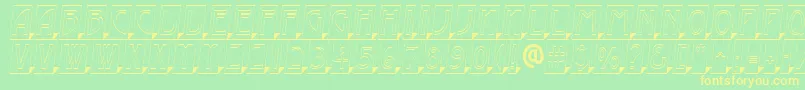 AModernocmotl3Dsh-Schriftart – Gelbe Schriften auf grünem Hintergrund