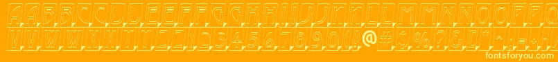 AModernocmotl3Dsh-Schriftart – Gelbe Schriften auf orangefarbenem Hintergrund
