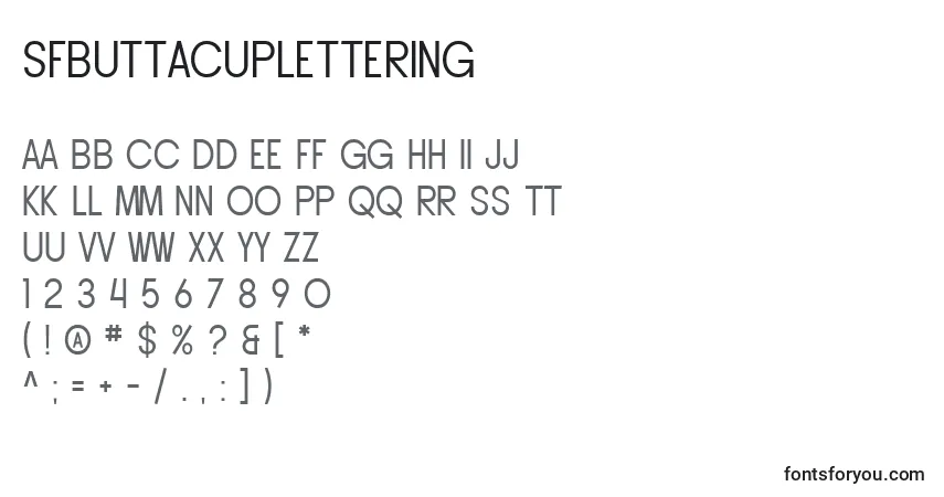 Fuente SfButtacupLettering - alfabeto, números, caracteres especiales