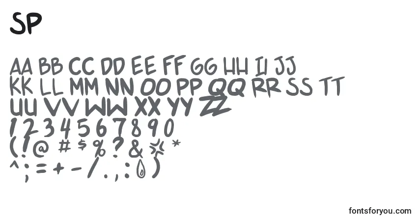 Czcionka Sp – alfabet, cyfry, specjalne znaki