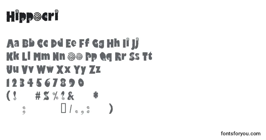 Schriftart Hippocri – Alphabet, Zahlen, spezielle Symbole