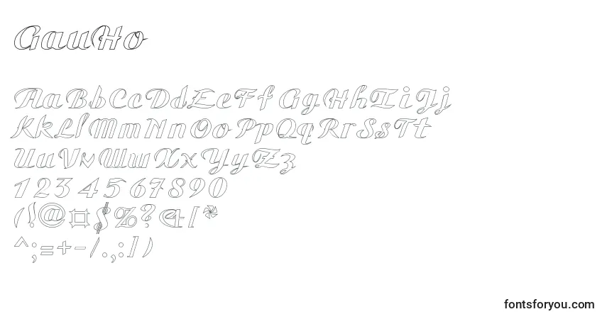 Czcionka GauHo – alfabet, cyfry, specjalne znaki