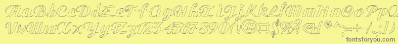 GauHo-fontti – harmaat kirjasimet keltaisella taustalla