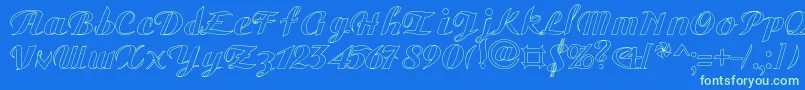 GauHo Font – Green Fonts on Blue Background