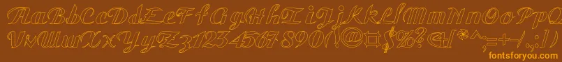 フォントGauHo – オレンジ色の文字が茶色の背景にあります。