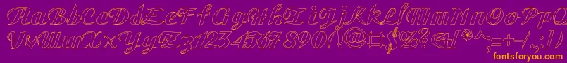 GauHo-fontti – oranssit fontit violetilla taustalla
