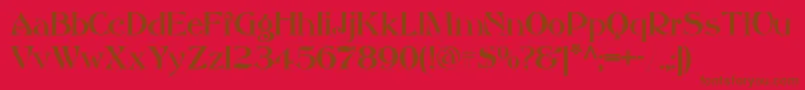 Fonte AkvitaniaModern – fontes marrons em um fundo vermelho