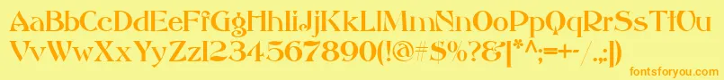 フォントAkvitaniaModern – オレンジの文字が黄色の背景にあります。