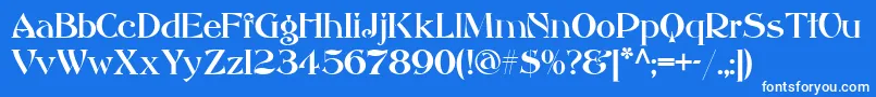 AkvitaniaModern-Schriftart – Weiße Schriften auf blauem Hintergrund