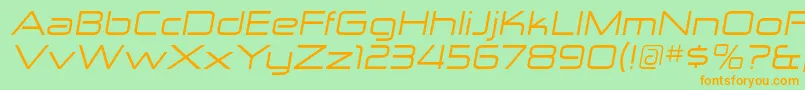 フォントZektonexItalic – オレンジの文字が緑の背景にあります。